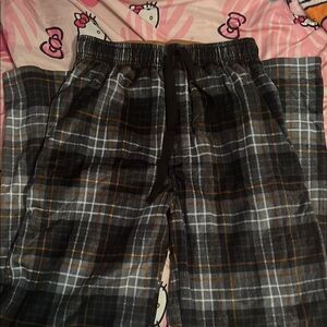 grey plaid wide leg sweatpants